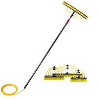 Outil de nettoyage de panneaux solaires télescopique avec brosse de 350 mm et tuyau d'arrosage