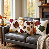 Housse de coussin en polyester gaufré motif feuille d'érable et gland, design créatif, pour canapé et chambre, cadeaux de bienvenue, collection automne