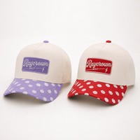 Casquette de baseball sportive Y2K tendance en coton 100 % respirant à pois avec patch tissé sur la visière, vente en gros de haute qualité