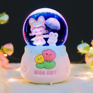 Ombrello a Forma di Cuore per Ragazze, Scatola Musicale Rotante con Fungo Luminoso e Sfera di Cristallo, Regalo di San Valentino, Regalo per Studenti, Decorazione da Scrivania - Product Image 2