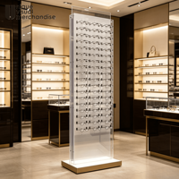 Étagère de présentation personnalisée pour magasin d'optique, présentoir sur pied en métal et bois pour lunettes de soleil, support de présentation pour lunettes de soleil