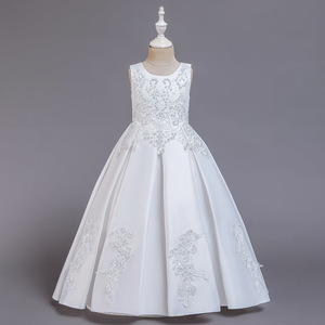 Vestido de Fiesta Largo para Niñas, Elegante Vestido de Princesa con Cuentas Bordadas en Satén, Sin Mangas, para Bodas y Eventos - Product Image 5