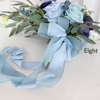 Buket Pengantin Gaya Nordic Mori, Bunga Mawar Biru Es Simulasi, Corsage, Bunga Pergelangan Tangan Pengiring Pengantin