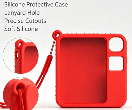 Silicone Protective Case with Lanyard Shockproof Soft Cover for Pocket Smart Device Anti Drop Shell for Travel Daily Outdoor Use