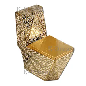 KD-04GPA High Level Hotel Sanitary Ware Products Golden Design Square Bathroom Seat Toilet WC Ceramic One Piece Toilet