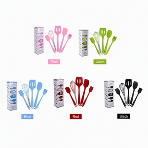 Ensemble de 5 <span class=keywords><strong>ustensiles</strong></span> de cuisson en silicone rouge résistants à la chaleur, spatule antiadhésive, fouet, pince à bords, spatule ajourée, <span class=keywords><strong>ustensiles</strong></span> de cuisine - Product Image 5