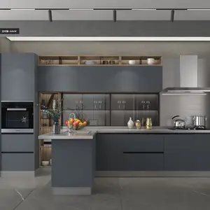 Sampel Kabinet Dapur Modern Bentuk T Dijual dengan Kabinet Desain Modern untuk Dapur Terbuka