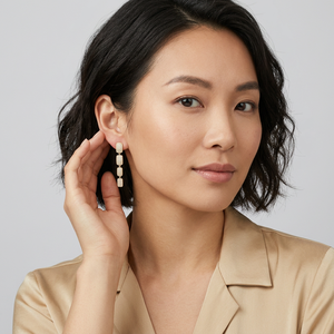 Boucles d'oreilles pendantes pour femme en diamant naturel taille ronde, 3.20 carats au total, en argent sterling 925 plaqué jaune, serti à griffes, tendance, vente en gros - Product Image 2