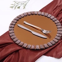 Décor d'événements de fête de mariage 13 pouces cristal argenté perlé miroir clair plaques de chargeur en verre