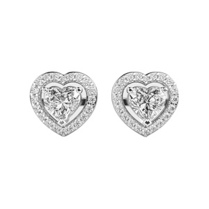 Pendientes de tuerca de diamante cultivado en laboratorio con forma de corazón de color oro blanco de 18K para mujer, producto a granel hecho a mano - Product Image 1