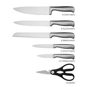 7-piece High Hardness Stainless Steel Integrated Full Steel Handle Kitchen <b>Knife</b> <b>Set</b> with Block - Product Image 6
