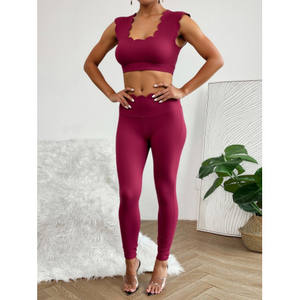 Conjunto Deportivo Cloud Set para Mujer, Top Corto y Leggings de Cintura Alta, Sin Costuras, Color Azul Grisáceo, para Yoga, Gimnasio y Entrenamiento - Product Image 5