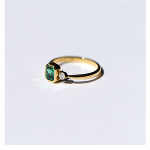 Anillo de oro de 18 quilates con gema esmeralda de <span class=keywords><strong>Colombia</strong></span>, joyería de alta gama, anillo de diamante de 0,06ct para mujer, joyería de boda - Product Image 4