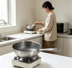 Marmite à soupe et à bouillon en acier inoxydable antiadhésive FLEY avec revêtement nid d'abeille, compatible avec les plaques à induction - Product Image 2