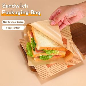 100 pièces de sacs en papier kraft enduits de PE de qualité alimentaire, résistants à l'huile, pour sandwichs triangulaires, beignets, hamburgers, accessoires de cuisine pour le pain - Product Image 5