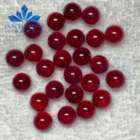 Perles de pierres précieuses rondes de grande taille 7mm 8mm 9mm 10mm 12mm 5 #   Sphère de rubis synthétique rouge sans trou