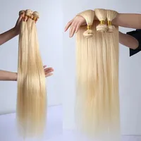 Extensions de cheveux brésiliens Remy 613 blonds raides de 30 pouces, 100 % naturels non traités, tissage double trame, couleur plus foncée uniquement