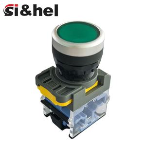 Interrupteur à bouton-poussoir plat momentané autobloquant vert Si&<span class=keywords><strong>hel</strong></span> 22 mm 1NO 440V 10A LED IP41 en plastique pour appareils électroménagers - Product Image 4
