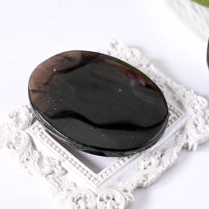 Venta al por mayor de obsidiana helada tallada en forma de luna, piedra preciosa de cristal negro translúcido para joyería, artesanía, colgantes, pendientes y accesorios DIY - Product Image 3