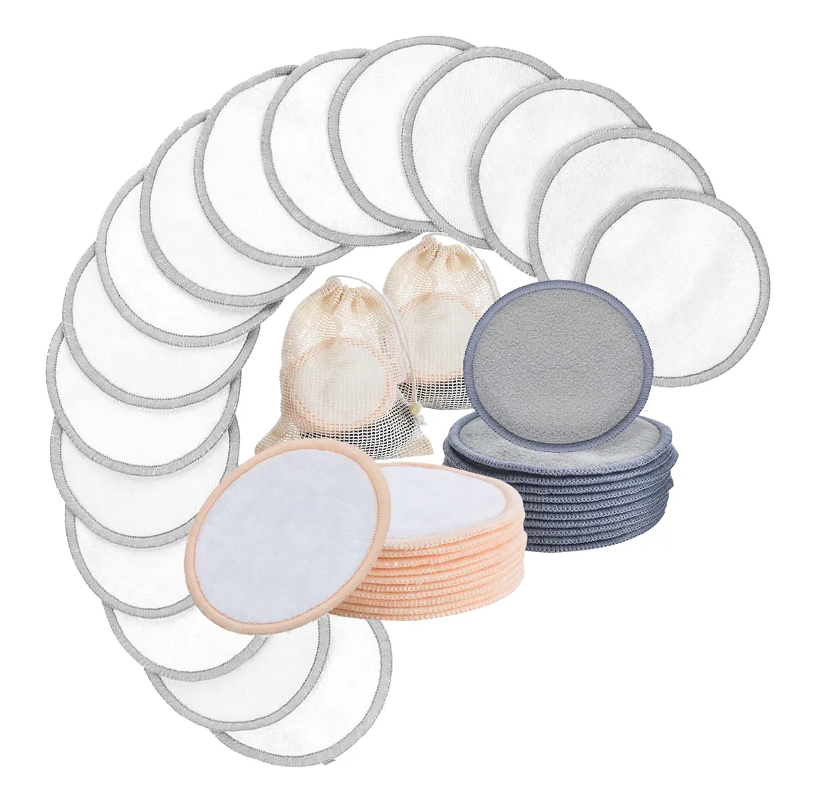 Almofadas de algodão redondas de amostra grátis de algodão de bambu 8 cm almofadas cosméticas de algodão para maquiagem facial de alta absorção