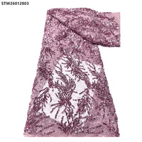 Tissu pour robe de mariée, broderie douce, dentelle française en tulle, tissu en dentelle française perlée avec des paillettes brillantes