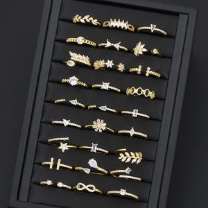 Ensemble de bagues de mariage tendance en laiton JXX, plaqué or 24 carats, fiançailles, zircone cubique 5A, bague pour femme - Product Image 2