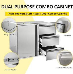 Accesorios para muebles de cocina al aire libre, parrilla de barbacoa de acero inoxidable 304, armario, tres cajones para jardín - Product Image 6