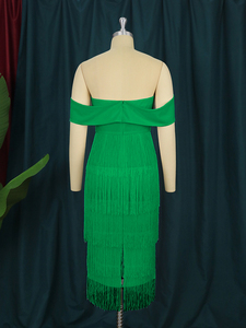 <span class=keywords><strong>Vestito</strong></span> da Club da <span class=keywords><strong>donna</strong></span> senza schienale con frange e spalle scoperte di <span class=keywords><strong>natale</strong></span> aderente - Product Image 6