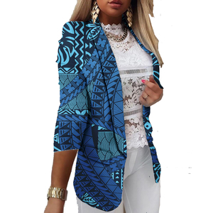 Direktvertrieb Damen Freizeitanzüge Elegante Gerade Polynesische Hawaii Blumenmuster Wärmeübertragungsdruck Damen <span class=keywords><strong>Blazer</strong></span> - Product Image 2