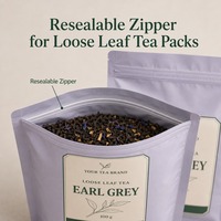 Sachets de thé à fond plat personnalisés avec fermeture éclair pour thé aux herbes, thé vert, thé noir et emballage de marque privée pour la vente au détail