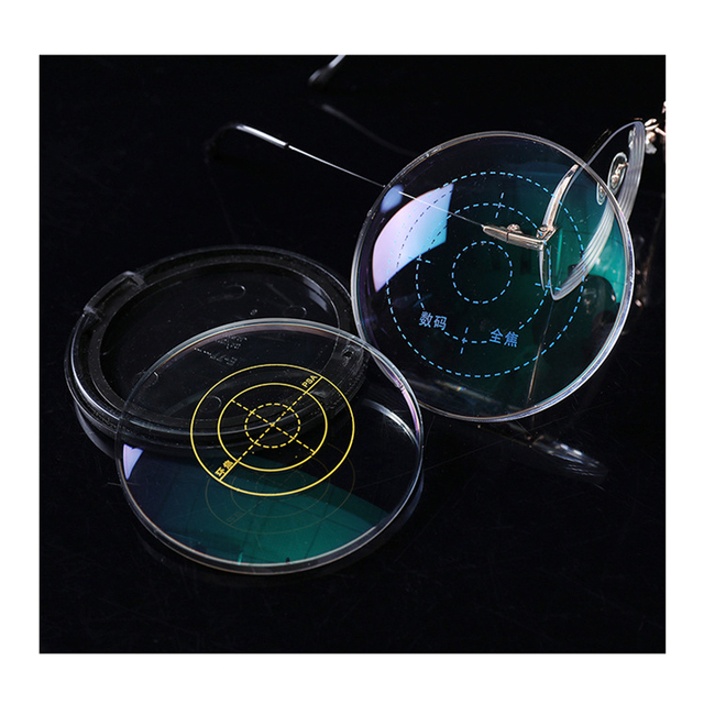 Cheap 360 Full Focus Cycloptic Focus Myopic 1.56 1.61 Anti Blue Light Lenses Green Film Optical Lenses OEM
