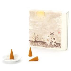 Conos de incienso de marca First Snow Aroma 10 conos con bandeja Healing Cat series Sandalwood Borneol Clove Spicy Herbal Scent - Product Image 5