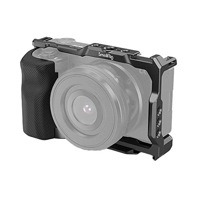 For SMALLRIG ZV-E10 Cage Comfortable Silicone Handle Quick Release Plate Built-in Threaded Holes Compatible for Sony ZV-E10 Made