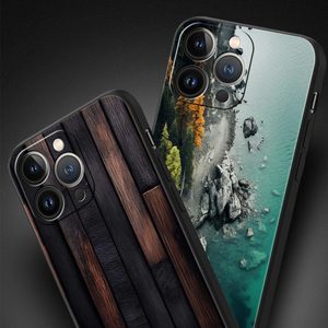 Forêt Géométrie <span class=keywords><strong>Bois</strong></span> De Luxe Téléphone étui pour <span class=keywords><strong>iphone</strong></span> 13 15 14 12 11 16 Pro MAX XR X <span class=keywords><strong>SE</strong></span> XS 7 8 Plus TPU Silicone Protection Couverture - Product Image 3