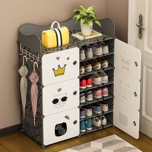 <b>Shoe</b> <b>Rack</b> With Cabinet Doors Dustproof Plastic <b>Storage</b> For Home Doorway Dormitory Modern Design - Product Image 1