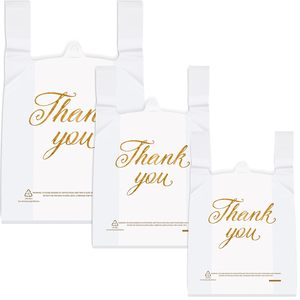 Biodegradable Custom Logo T-Shirt Bags with Handle for <b>Small</b> Business Retailers-PE Material Silk Screen/Pad Printing Options - Product Image 4