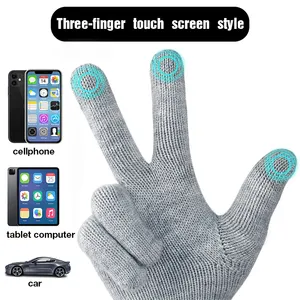 Adult Wool Blended Double-layer Knitted Winter Touch Screen Sports Gloves With Custom Logo