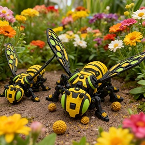 Modelo de Abeja Mecha Impreso en 3D, Figura de Insecto Art Deco en PLA, Robot con Articulaciones Móviles, Decoración de Escritorio, Juguete para Padres e Hijos - Product Image 5