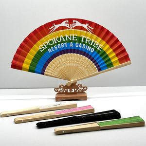 Éventail pliant en papier personnalisé avec logo imprimé, cadeau décoratif, éventail en bambou pas cher pour mariage - Product Image 1