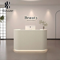 Nouveau comptoir de réception circulaire personnalisé pour salon de beauté et de manucure, le plus vendu par le fabricant