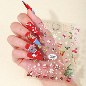 Autocollants pour ongles de Noël, décalcomanies autocollantes, pegatinas, rennes, flocons de neige, bonhomme de neige, étoiles de Noël, fournitures pour ongles, art des ongles D - Product Image 4