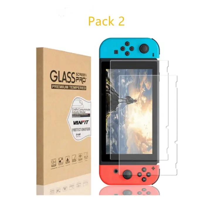 Amazon Hot selling Nintendo Switch Screen protector Pack 2 in one Clear Tempered Glass Film for Nintendo Switch or Switch Lite