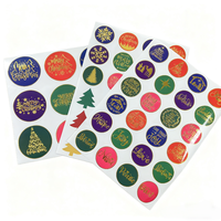 Autocollants de Noël personnalisables Etiquette d'emballage de vacances festive Décoration Flocons de neige Renne Père Noël Vinyle Feuille d'or Autocollant