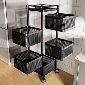 Harga grosir murah keranjang berputar multilapis rak penyimpanan rak sayuran buah keranjang dapur troli keranjang - Product Image 2