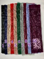 Tissu en dentelle de luxe en gros avec broderie florale, perles et sequins, en tulle français, dentelle nigériane pour robe de mariée et robe de soirée