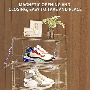 Bán Hot nhựa PET hộp giày bán buôn giày trong suốt hộp lưu trữ giày Organizer lưu trữ <span class=keywords><strong>box</strong></span> với nam châm - Product Image 4
