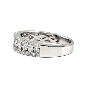 Livraison directe Logo Laser de haute qualité empilable 18k or blanc massif diamant naturel rond fiançailles bague de mariage pour cadeau - Product Image 2