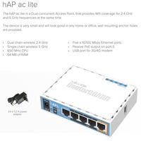 Routeur sans fil double bande MikroTik HAP Ac Lite avec WEP QoS, 8 ports LAN, prise en charge WDS/WPS, tout neuf