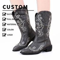 Chaussures pour femmes, nouveau style, talons hauts sexy de luxe, bottes mi-longues de 4.5cm, ouverture en forme de U, motif Jacquard, RSheB-3, 20cm