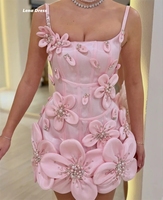 Robes de soirée courtes personnalisables, bretelles fines, élégantes et chics, pour femmes, robes de bal formelles pour fêtes, fleurs 3D